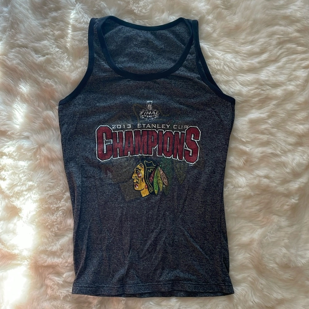 Chicago Blackhawks Stanley Cup champion T-shirt tank 2013 hockey Blackhawk